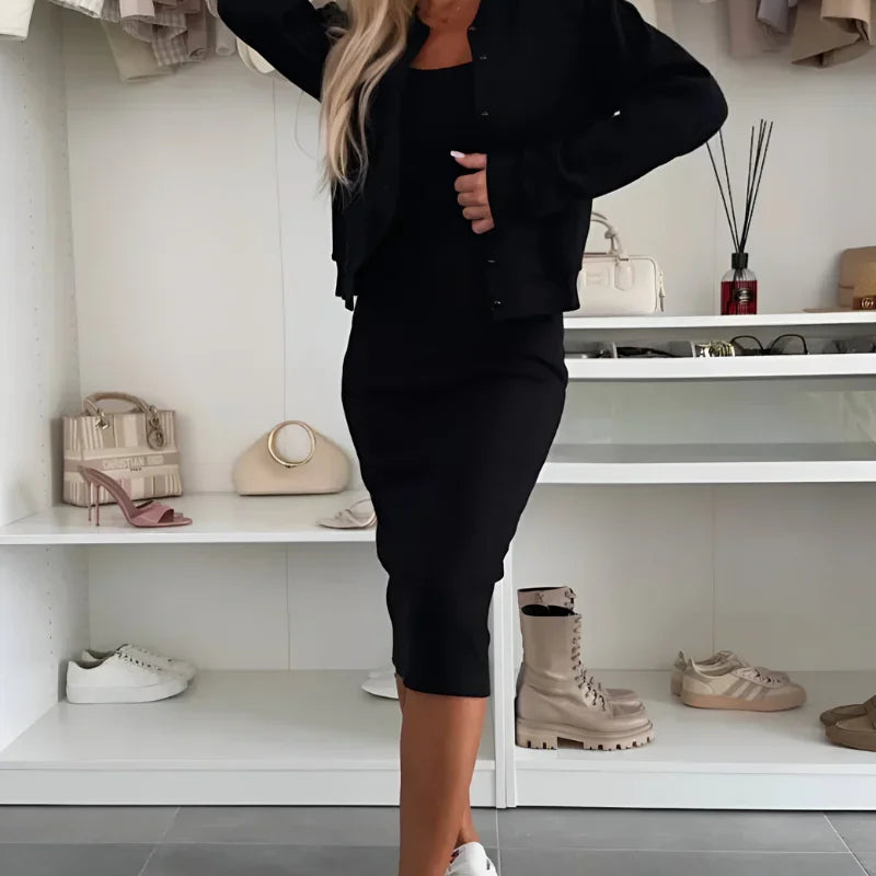 Women’s Midi Dress and Cardigan Set