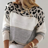 Ladies Leopard Print Knitted Jumper