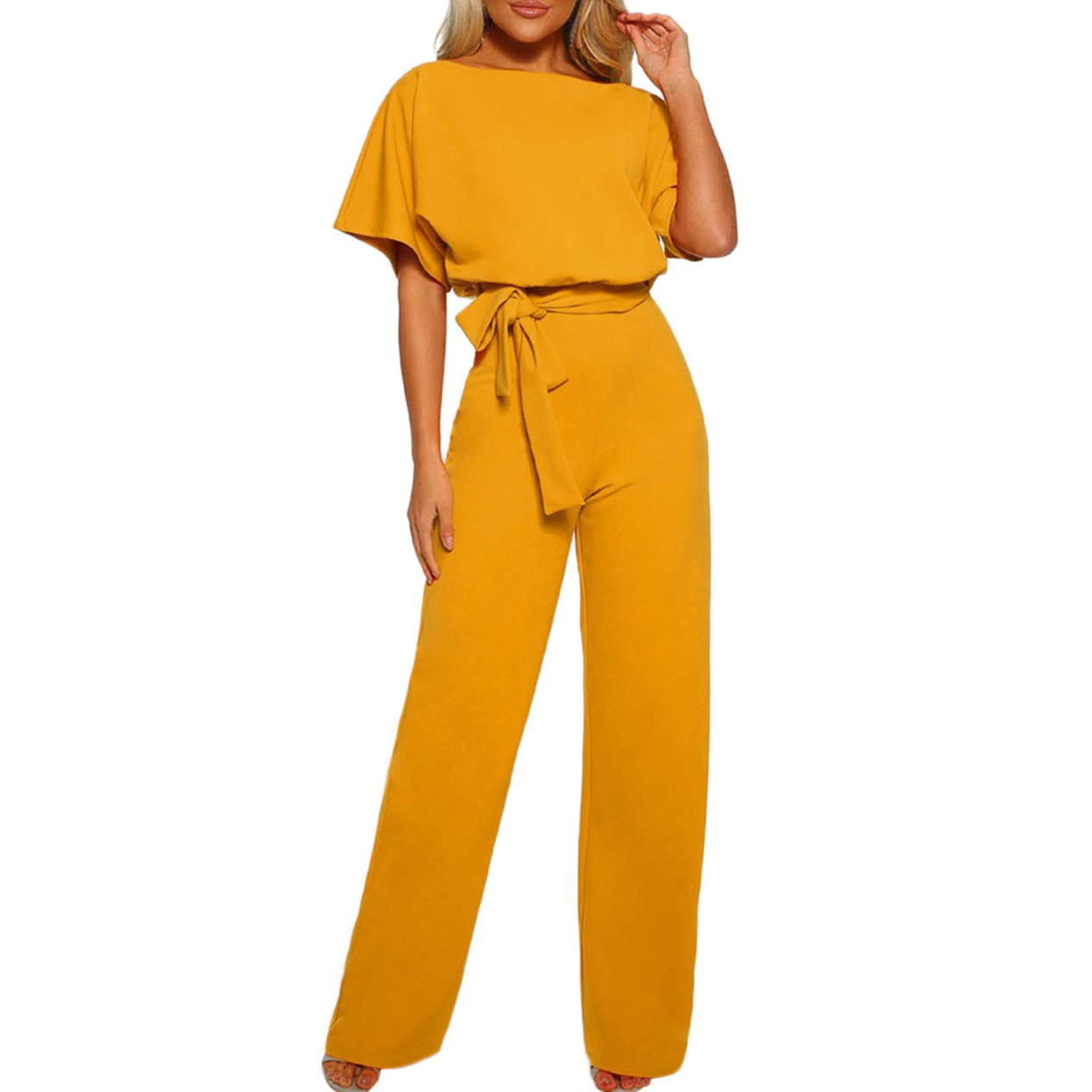 Women's Wide Leg Jumpsuit with Flutter Sleeves