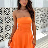 Strapless Flowy Mini Dress – Flared Summer Party Dress