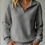 Quilted Quarter-Zip Sweater