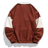 Relaxed Colour Block Polo Sweatshirt with Button Placket