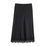Sheer Lace Hem Maxi Skirt for Elegant Summer Style