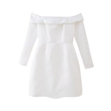 Off Shoulder Long Sleeve Mini Dress – Flared A-Line Party Dress