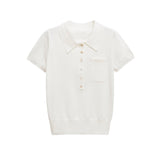 Classic Button Knit Polo Top – Slim Fit Short Sleeve Shirt