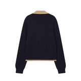 Collared Zip Knit Sweater for Sporty Elegant Style