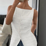 Amysaint | Classy Button Front Sleeveless Outerwear Vest