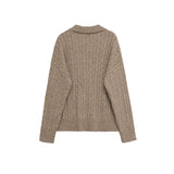 Cable Knit V-Neck Sweater – Soft Relaxed Fit Pullover