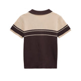 Fitted Contrast Trim Knit Top for Vintage Chic Style