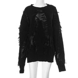 Distressed Textured Knit Oversized Sweaters Jumper
