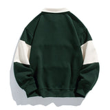 Relaxed Colour Block Polo Sweatshirt with Button Placket