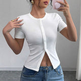 Amysaint | Relaxed Summer Short Sleeve Buttoned Top