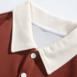Relaxed Colour Block Polo Sweatshirt with Button Placket