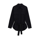 Belted Utility Shirt Jacket – Structured Long Sleeve Top