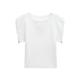 Structured Shoulder Knit Top – Elegant Relaxed Fit Tee