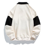 Relaxed Colour Block Polo Sweatshirt with Button Placket