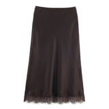 Sheer Lace Hem Maxi Skirt for Elegant Summer Style