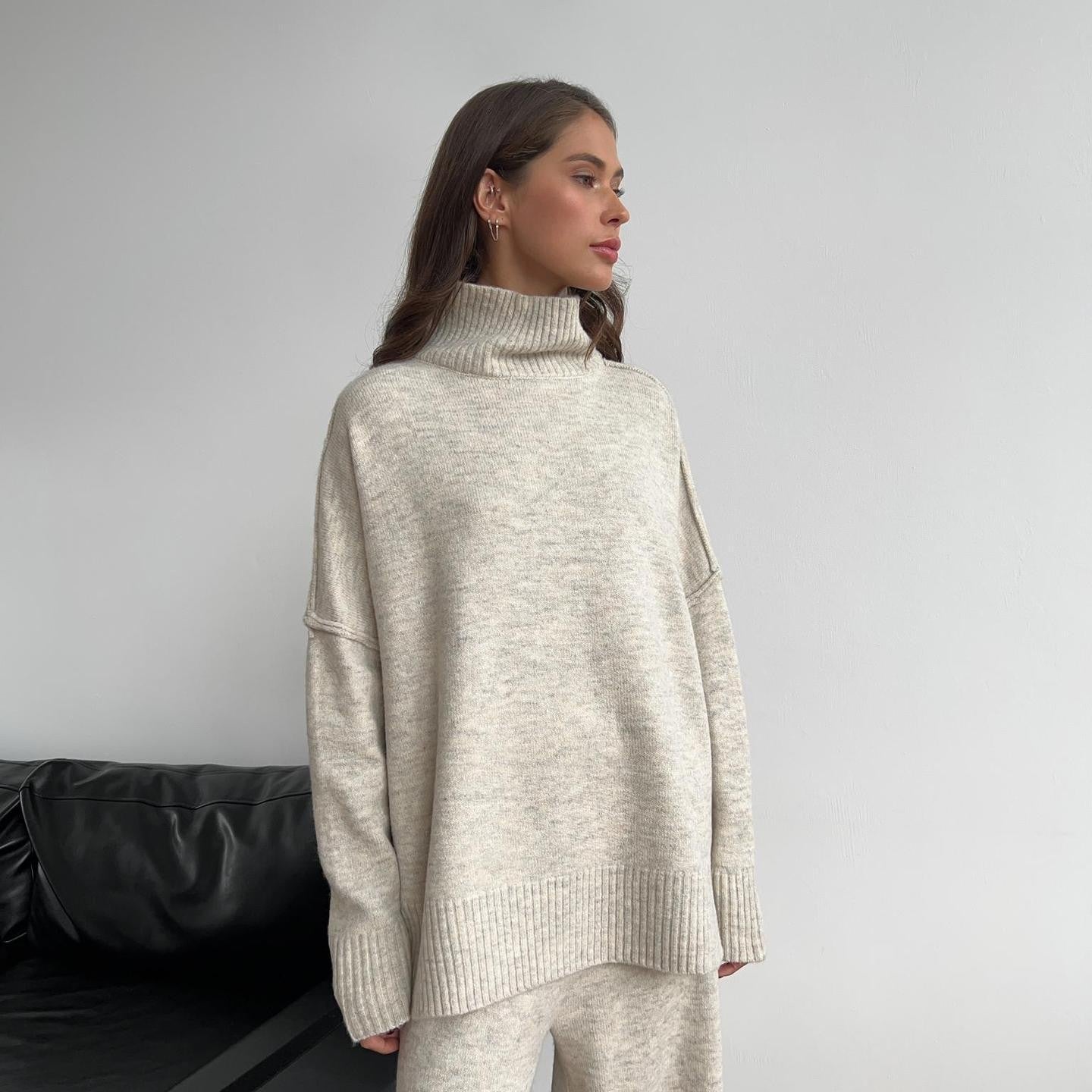 Relaxed Turtleneck Knit Lounge Set