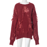 Distressed Textured Knit Oversized Sweaters Jumper