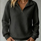 Quilted Quarter-Zip Sweater