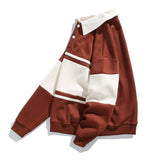 Relaxed Colour Block Polo Sweatshirt with Button Placket