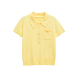 Classic Button Knit Polo Top – Slim Fit Short Sleeve Shirt