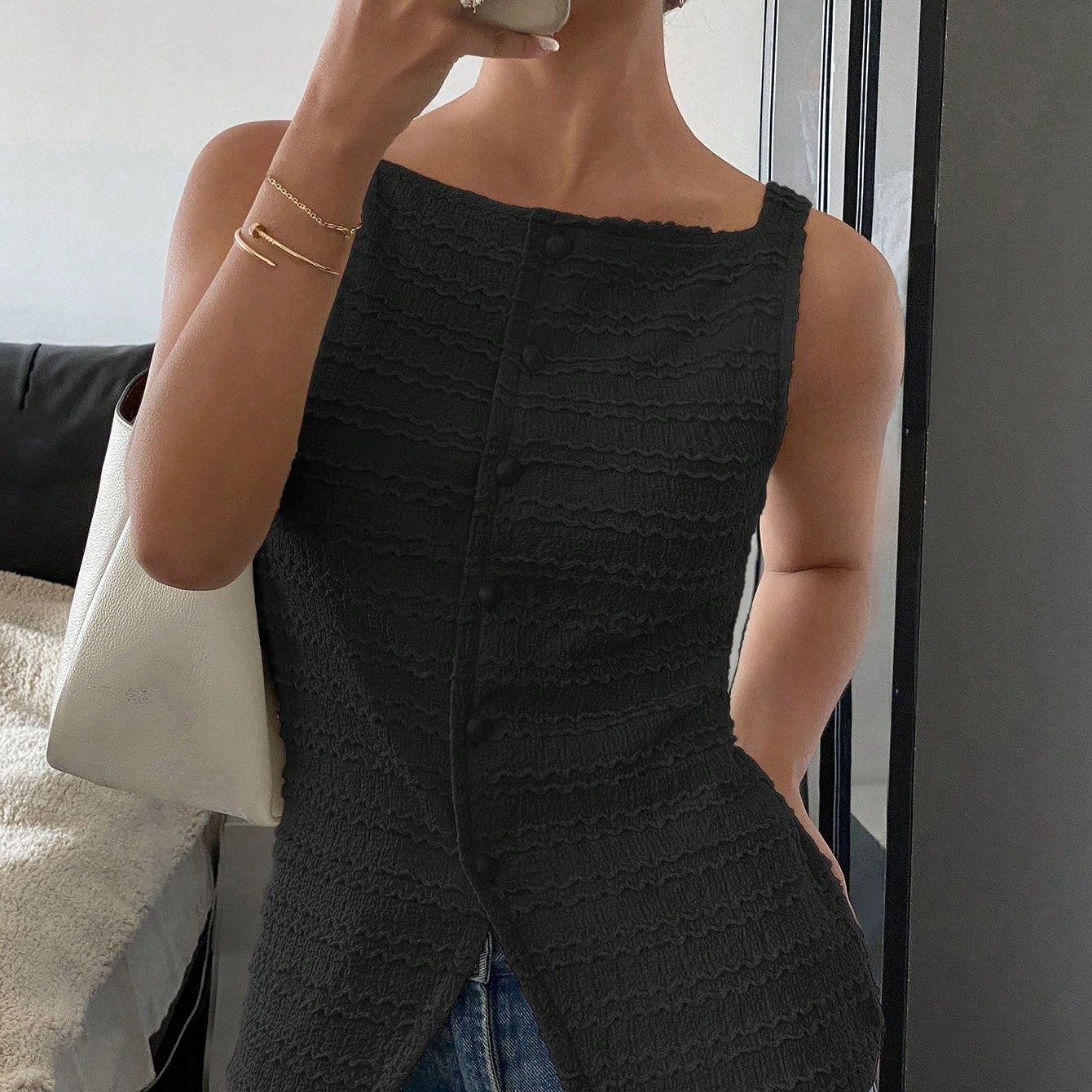 Amysaint | Classy Button Front Sleeveless Outerwear Vest