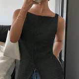 Amysaint | Classy Button Front Sleeveless Outerwear Vest