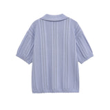 Short Sleeve Knit Polo Shirt – Lightweight Textured Button Top