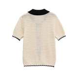 Tie Front Knit Cardigan Top – Short Sleeve Textured Fit