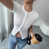 Amysaint | Relaxed Summer Short Sleeve Buttoned Top