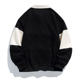Relaxed Colour Block Polo Sweatshirt with Button Placket