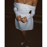Off Shoulder Long Sleeve Mini Dress – Flared A-Line Party Dress