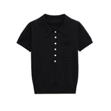 Classic Button Knit Polo Top – Slim Fit Short Sleeve Shirt