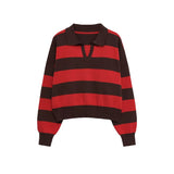 Striped Cropped Knit Sweater – Relaxed Fit Casual Pullover