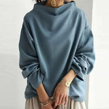 Women Oversized Mock Neck Long Sleeve Sweater