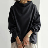 Women Oversized Mock Neck Long Sleeve Sweater