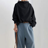 Women Oversized Mock Neck Long Sleeve Sweater