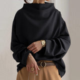 Women Oversized Mock Neck Long Sleeve Sweater