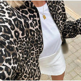 Ladies Leopard Print Bomber Jacket