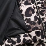 Ladies Leopard Print Bomber Jacket
