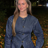 Tailored Denim Co-Ord Set with Gold Clasp Detail