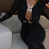 Sheer Mesh Cut-Out Maxi Dress – Elegant Bodycon Evening Dress