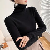 Women Ribbed Turtleneck Knit Sweater, Long Sleeves