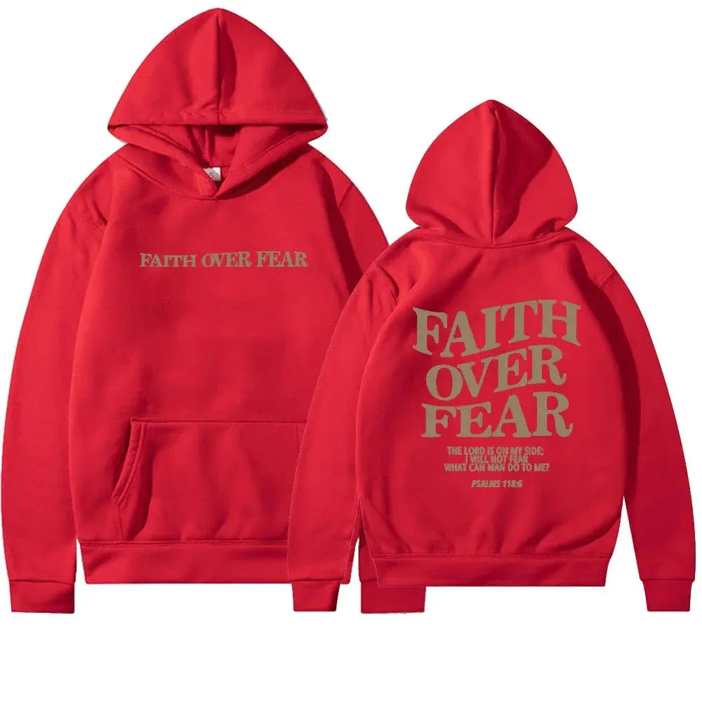 Faith Over Fear Graphic Hoodie with Inspirational Back Print