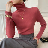 Women Ribbed Turtleneck Knit Sweater, Long Sleeves