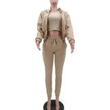 Three-Piece Loungewear Set with Cropped Hoodie, Bralette and Joggers