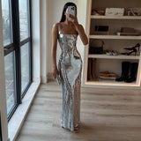 Strapless Sequin Maxi Dress – Elegant Bodycon Evening Gown