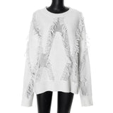 Distressed Textured Knit Oversized Sweaters Jumper