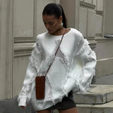 Distressed Textured Knit Oversized Sweaters Jumper